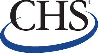 Capital letters that say CHS with a blue circle around the letters